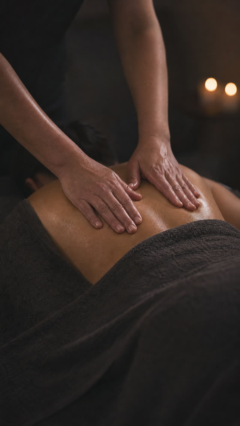 Behandlande massage mot spända muskler